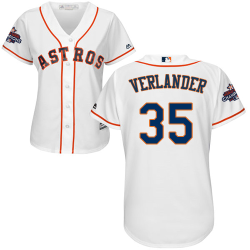 Astros #35 Justin Verlander White Home World Series Champions Women's Stitched MLB Jersey